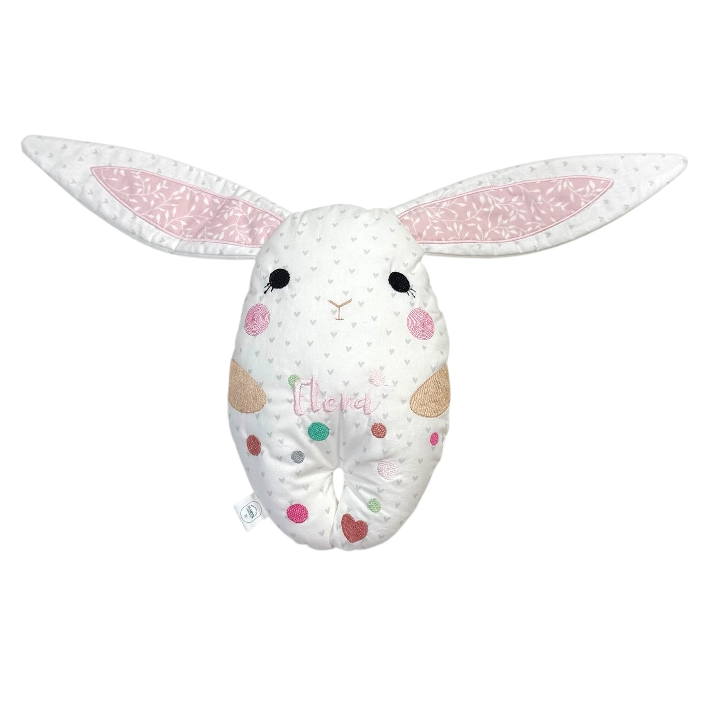 Pink and white Embroidered Bunny personalized