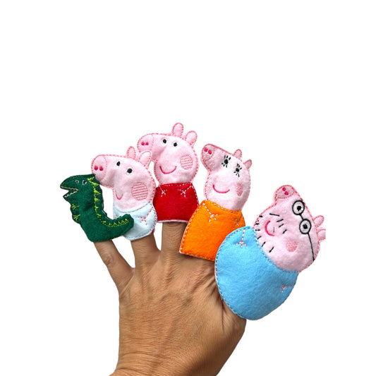 Embroidered Finger puppets Peppa pig