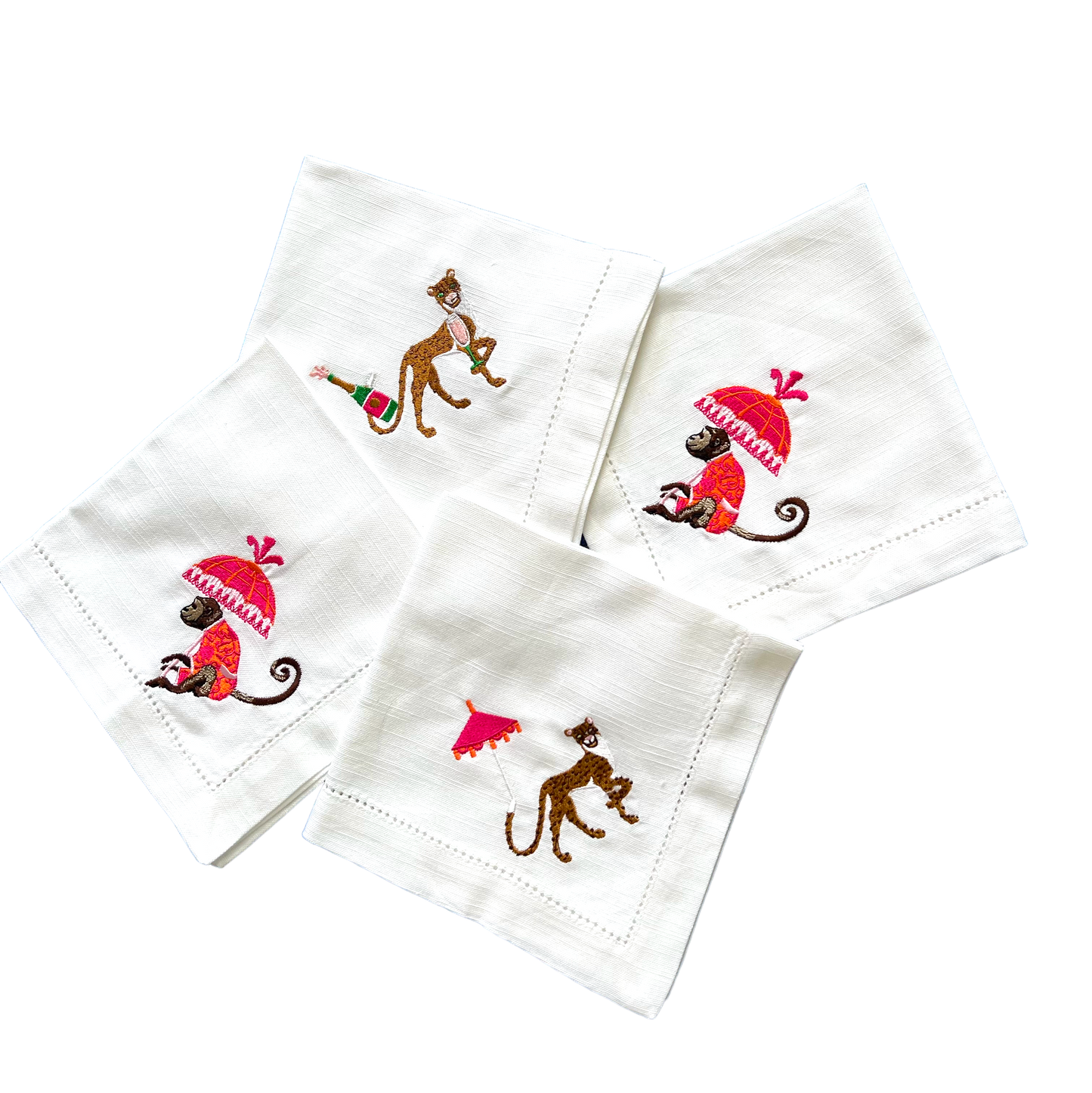 Napkin set chinoiserie monkey and Cheetah