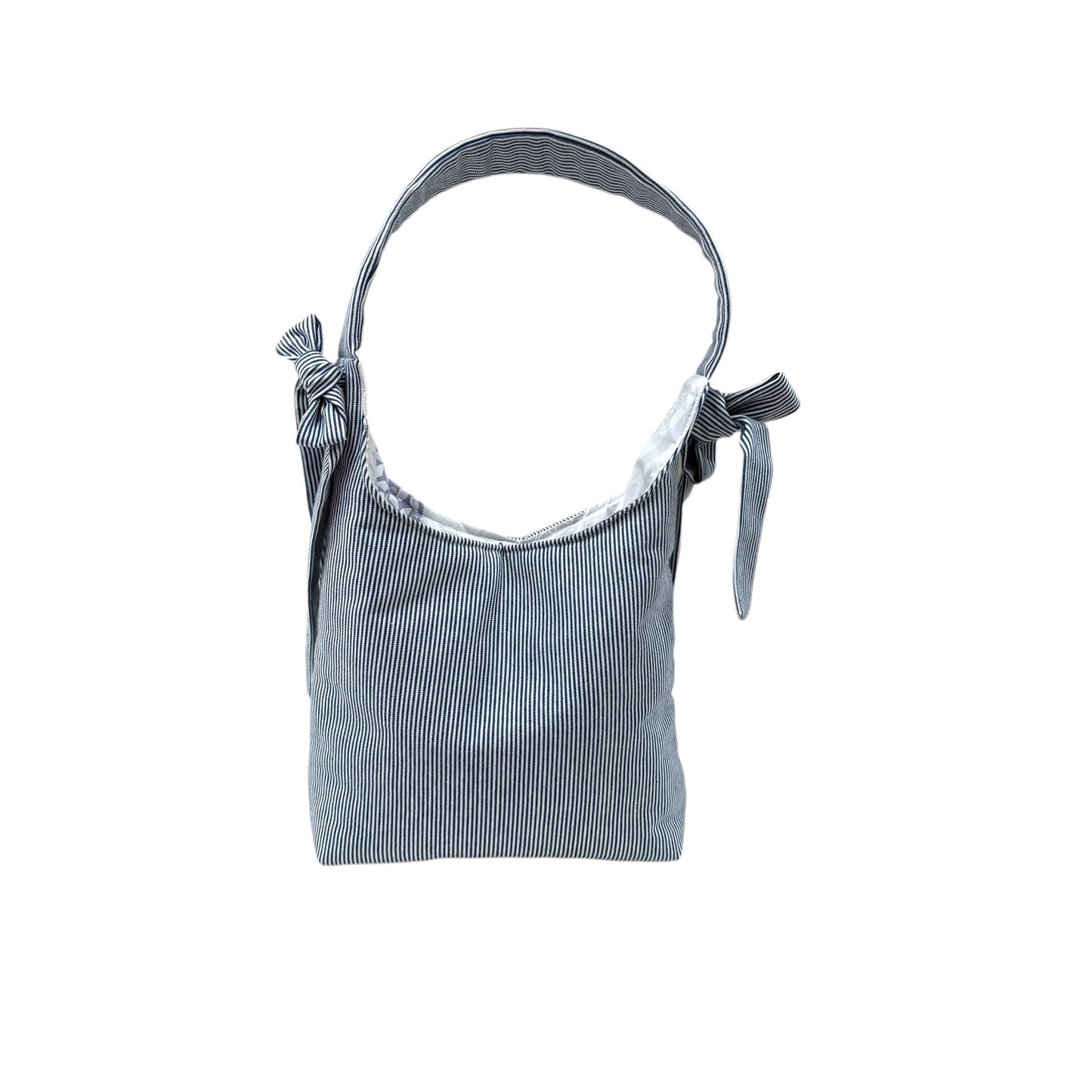 Slouchy Bow Bag Navy Stripes