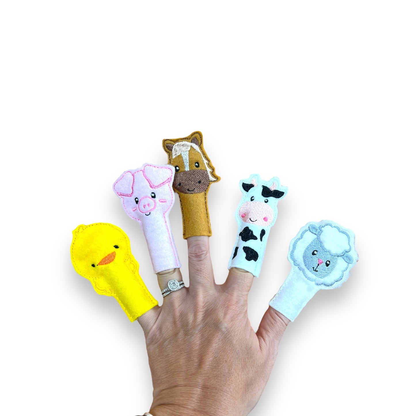 Finger embroidered Puppets Farm Animals