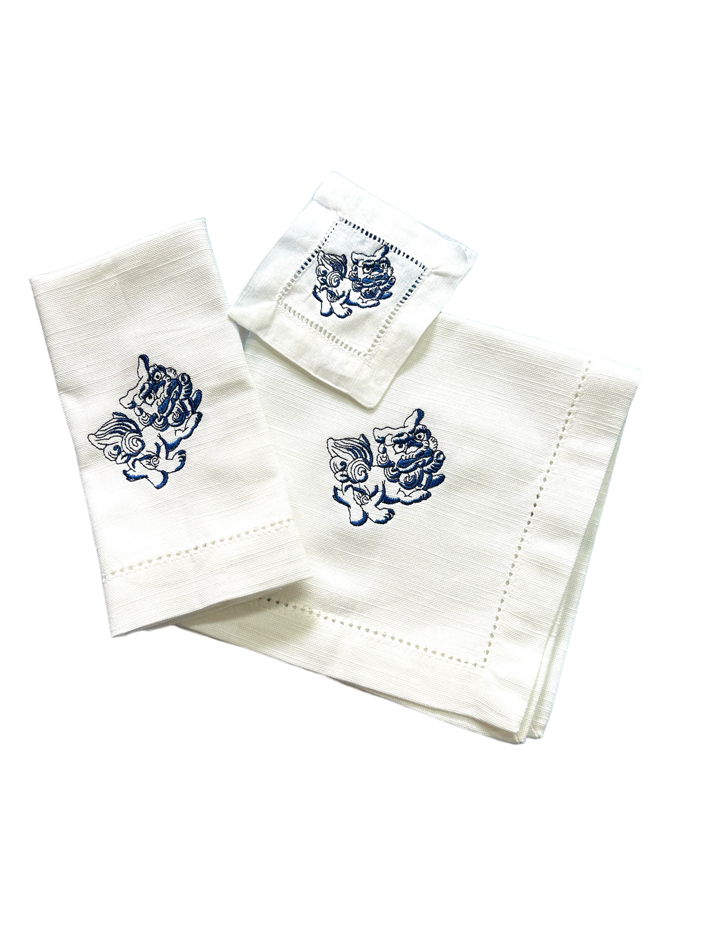 Set Napkins and Coaster Foo Dog