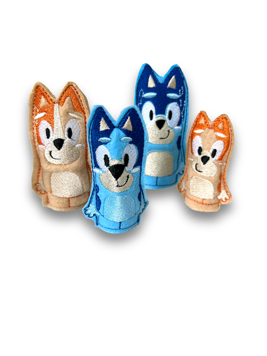 Embroidered fingers puppets Bluey