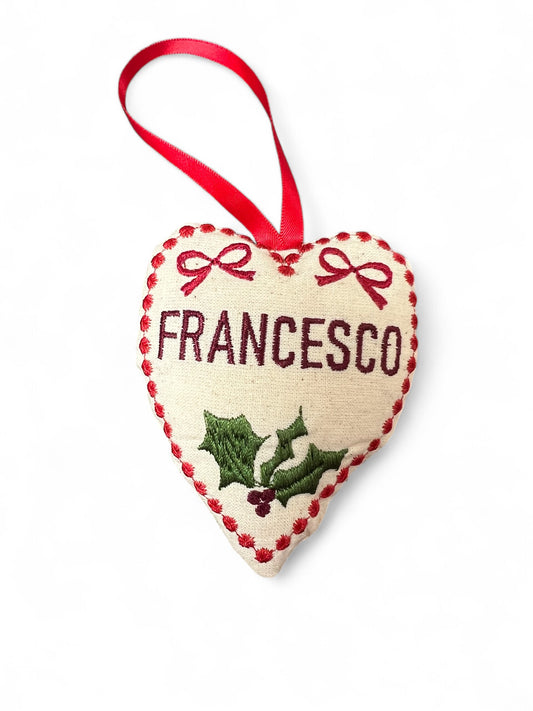 Embroidered Small heart embroidered Christmas personalized