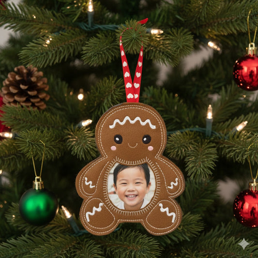 Gingerbread Memory Buddy – Embroidered Photo Ornament