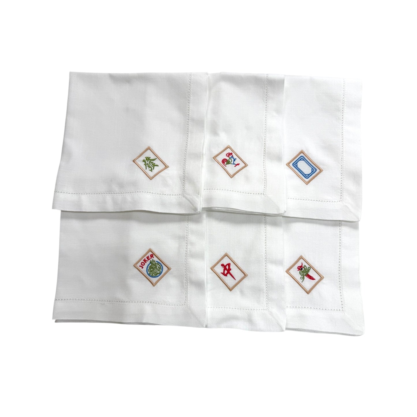 Mahjong Embroidered Napkins