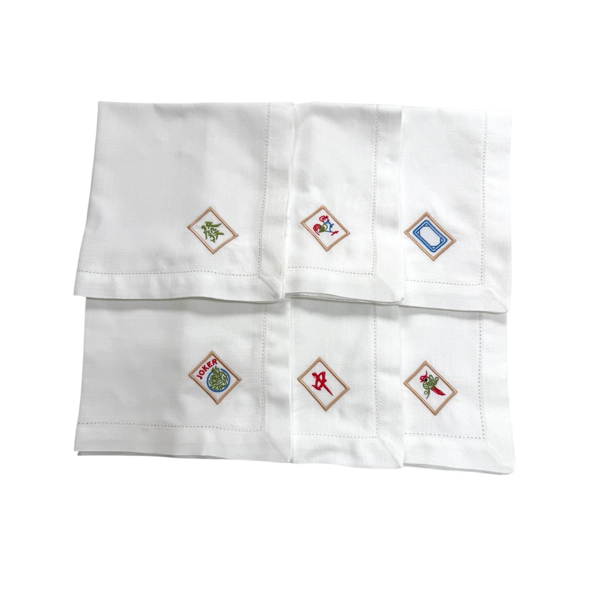 Mahjong Embroidered Napkins