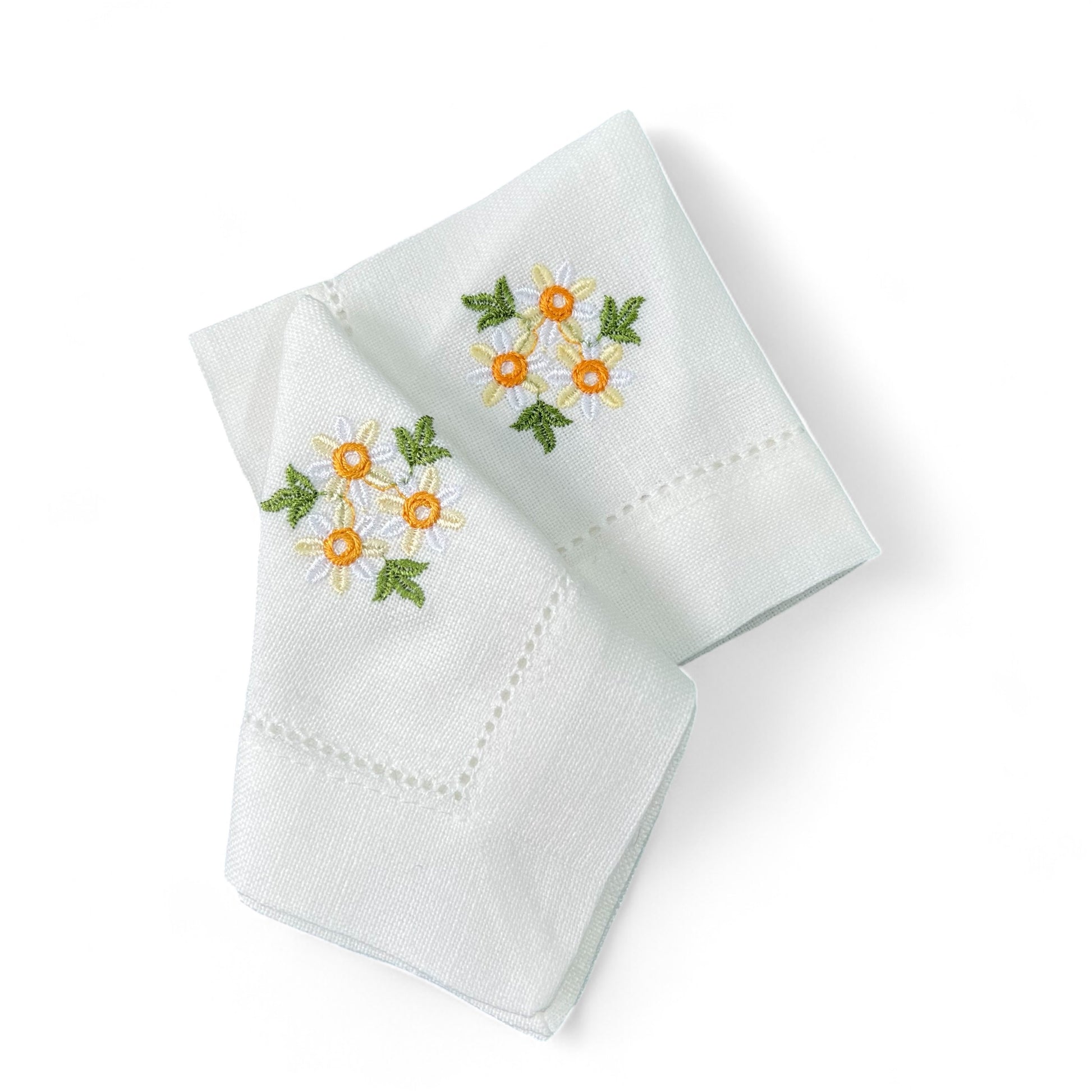Set embroidered Daisies Napkins