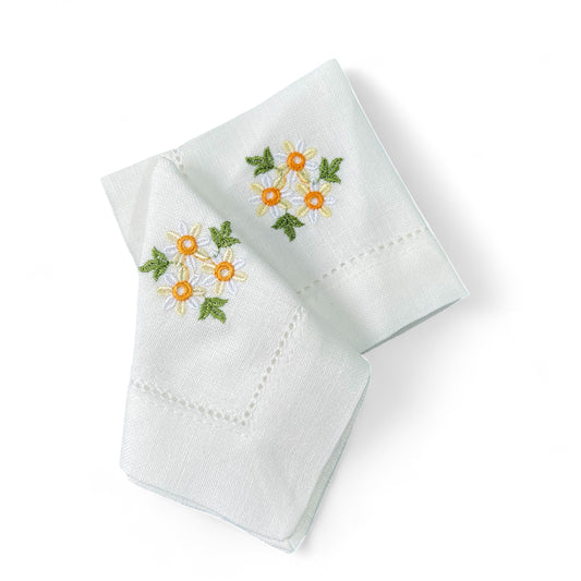 Set embroidered Daisies Napkins