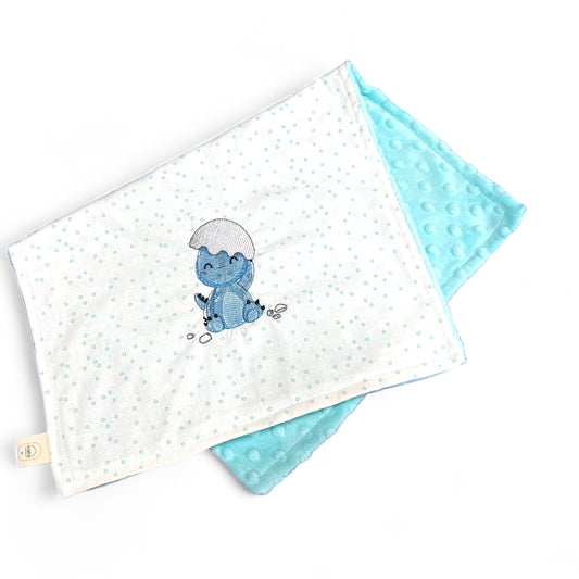 Baby Dinosaur Embroidered Burp Cloth