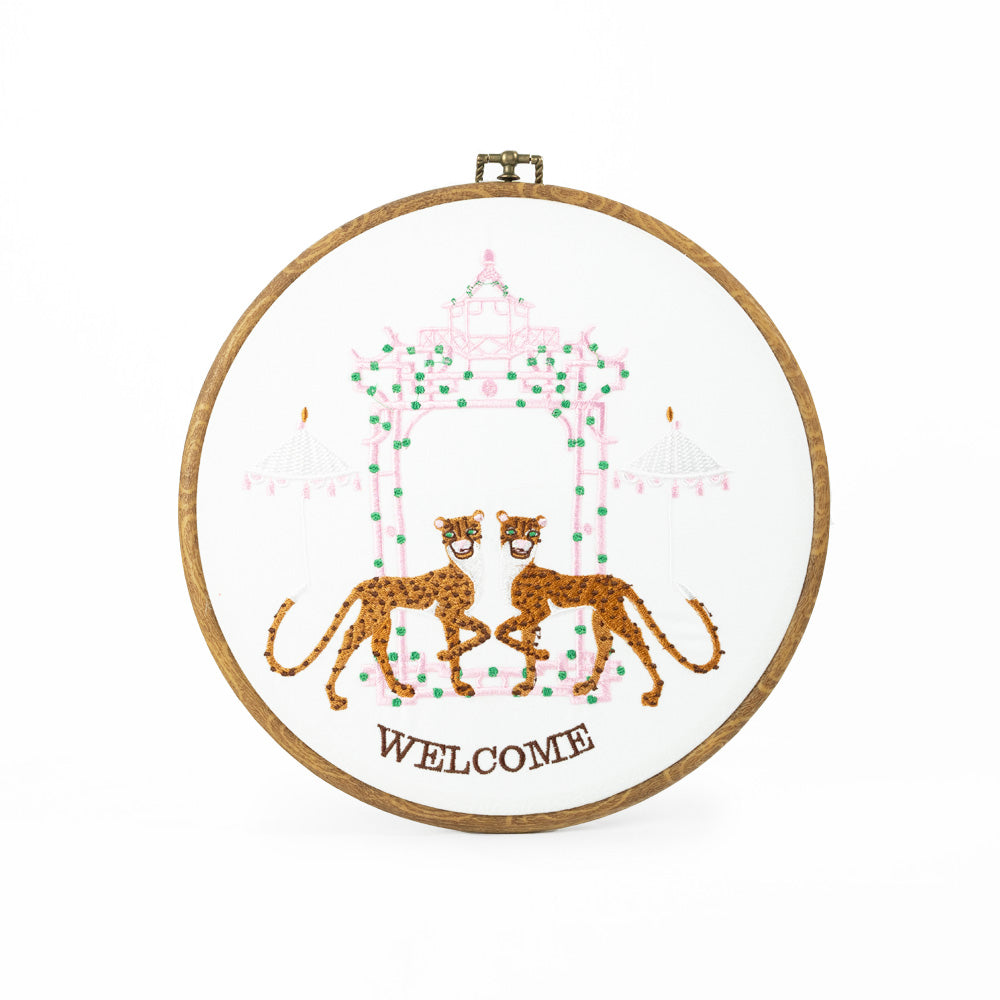 Chinoiserie Chic Cheetahs Wall Art Embroidery