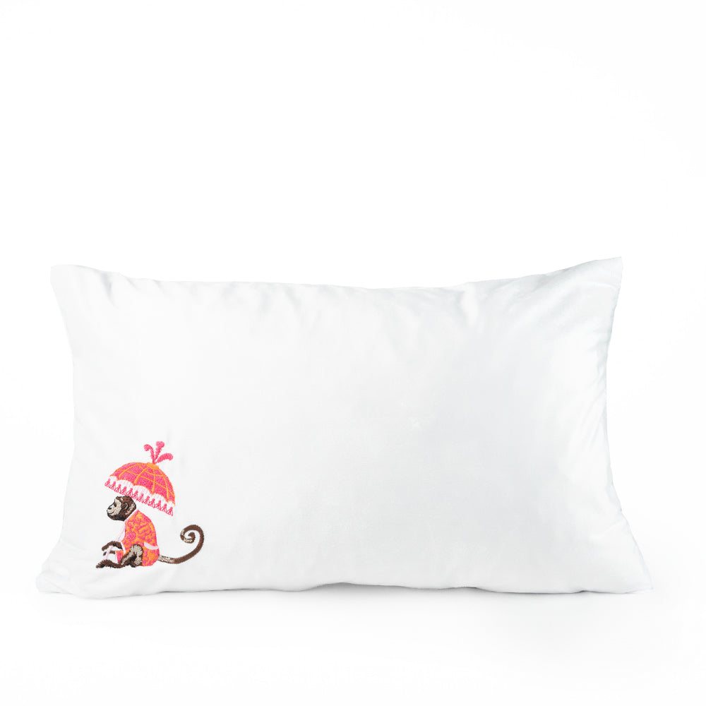 Chinoiserie Pink Monkey Parasol Cushion Cover - Left
