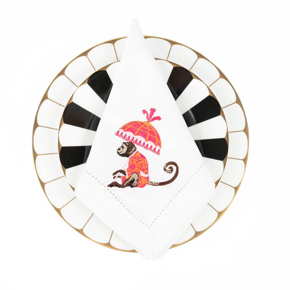 Chinoiserie Pink Monkey Parasol Napkin