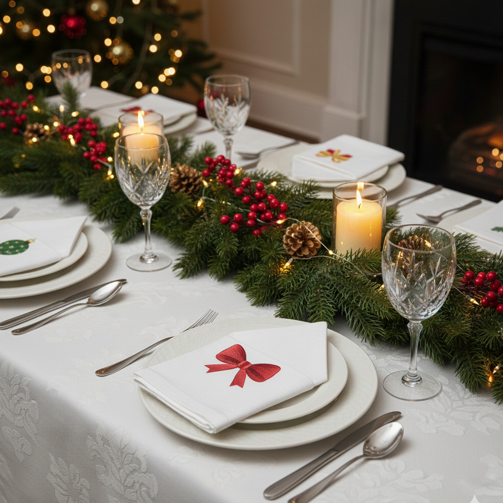Embroidered christmas napkin 