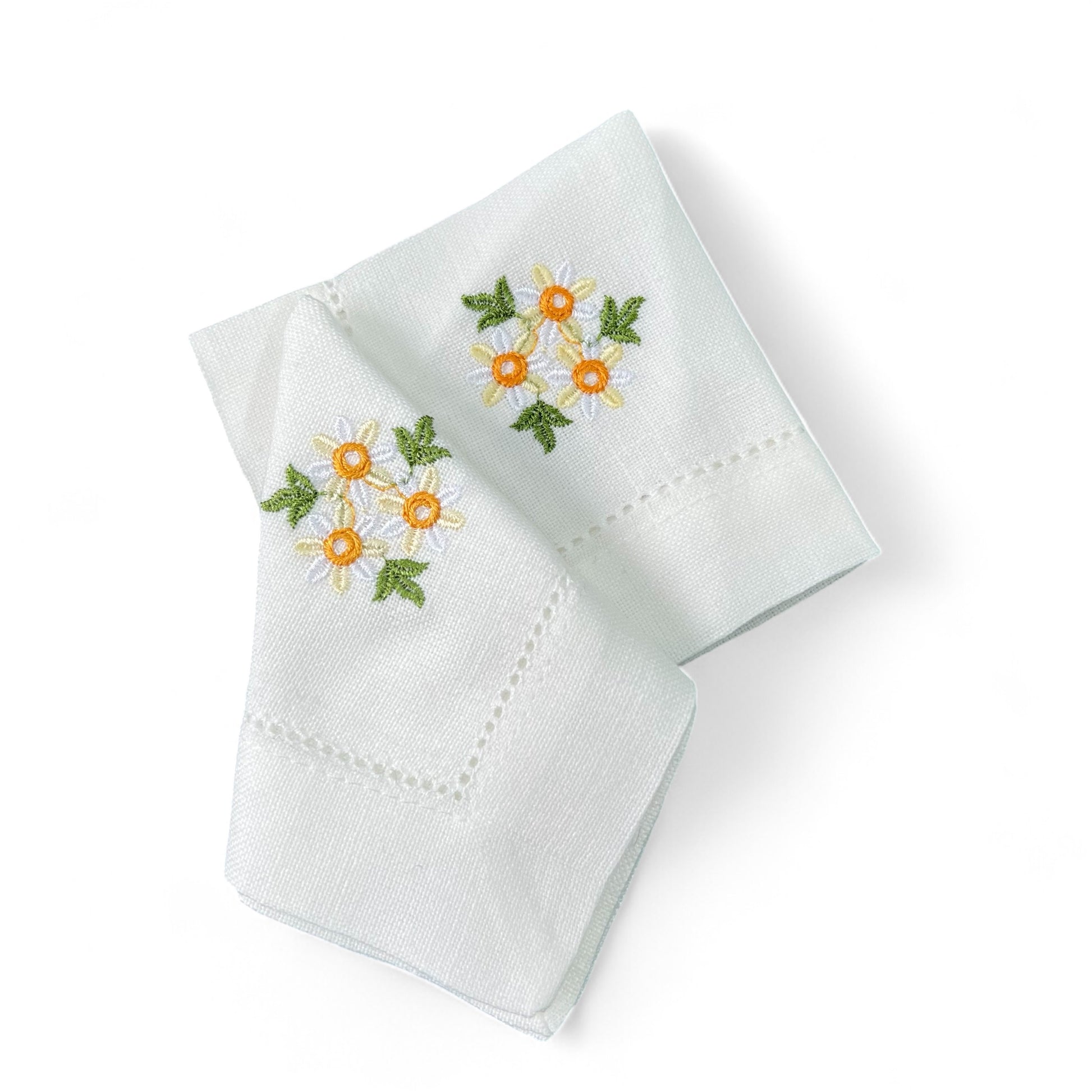 Set embroidered Daisies Napkins 