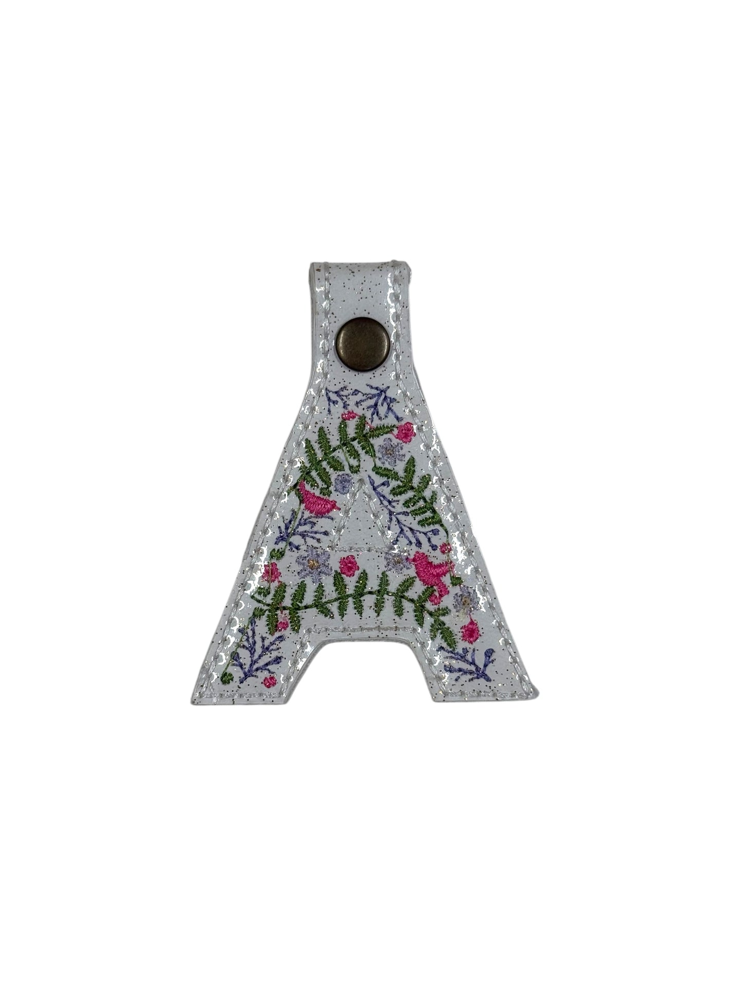 Foliage Embroidered Initial Keychain