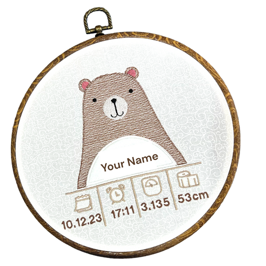 Newborn Baby Birth Stats Bear Wall Art