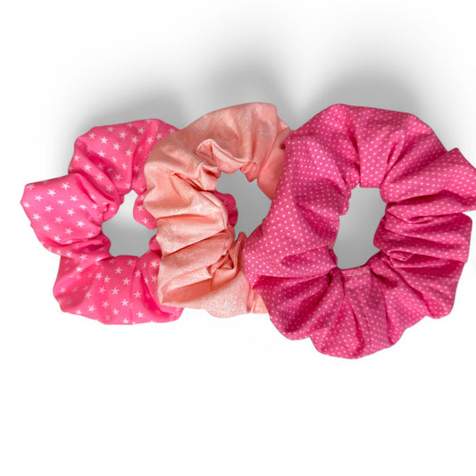 3-Pieces Pink Scrunchie Set